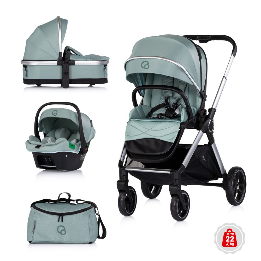 Carrito de Bebé 3 en 1 EUPHORIA Chipolino con Capazo, Silla Reversible y Silla de Coche hasta 22 kg