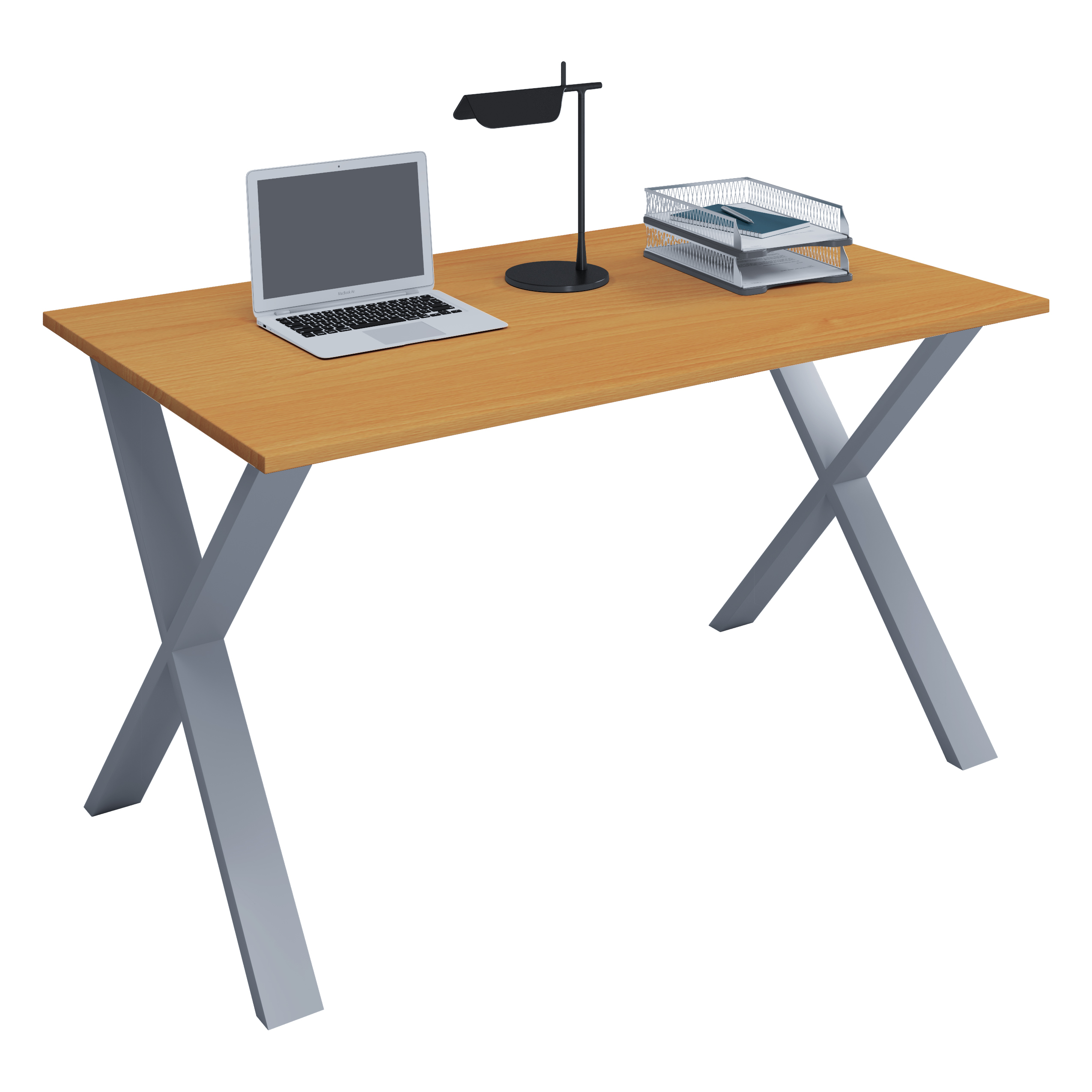 Holz Schreibtisch | H. 76 x B. 140 x T. 50 cm | Computertisch schlicht | Füße aus hochwertigem Metall | Arbeitstisch | Büromöbel - Lona X