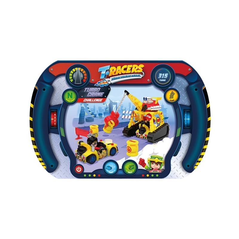 Magic Box T-Racers Turbo Crane - Pista de Coches de Juguete con Grúa y Vehículo Exclusivo