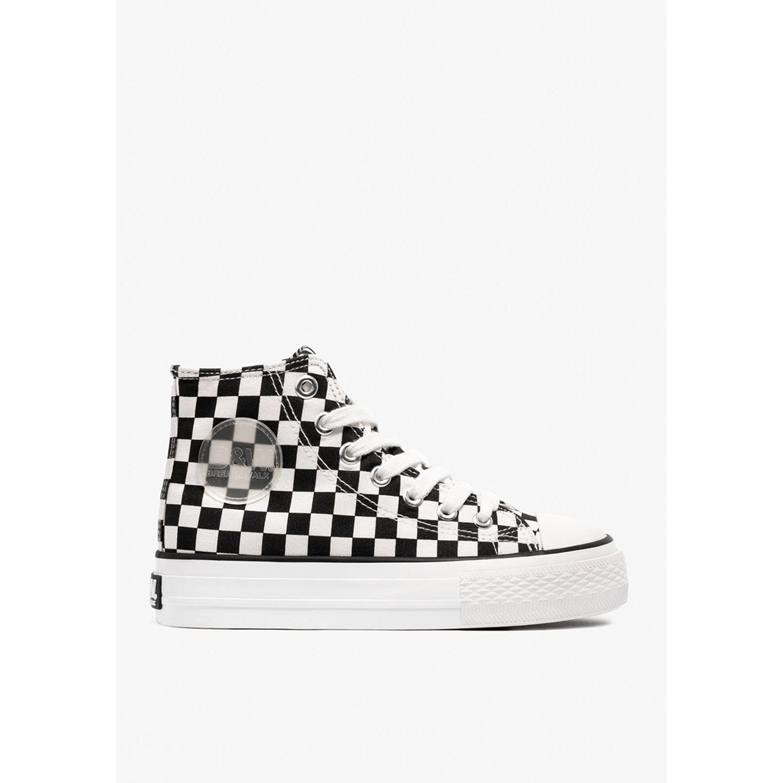 B&W Break&Walk - Black White Hi-Top Sneakers Canvas para Niña (Talla 40)