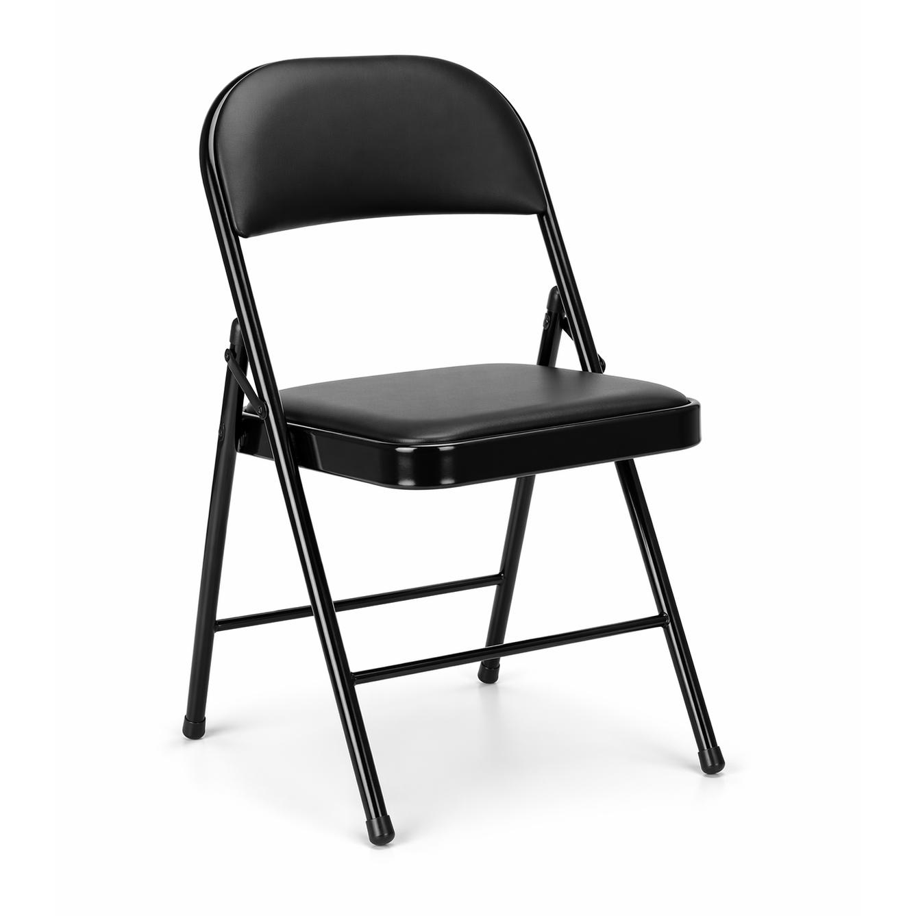 ORION91 Silla ELARA Plegable (47x45x78 cm) Metal Negro y Asiento Acolchado Piel Sintética Negra Cocina Comedor Jardín Camping  - SpazioLuzio
