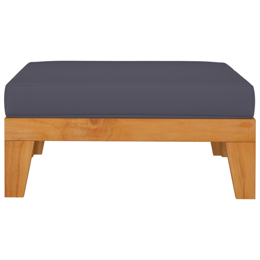 Vidaxl Reposapiés Modular y Cojín de Madera Maciza de Acacia en Crema y Gris Oscuro para Exterior
