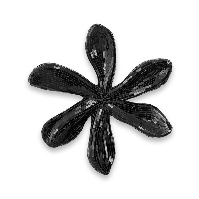 Escultura FLOR Grande Cristales Pared Color Negro 🖤 51 x 48 x 8 cm - SpazioLuzio