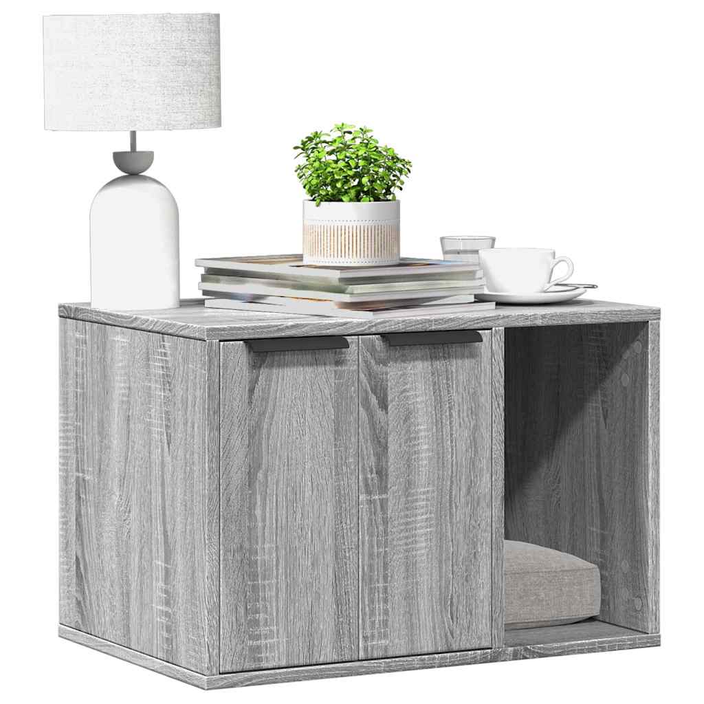 vidaXL Mueble arenero de gatos madera ingeniería 60x40x40 cm en color Negro/Gris hormigón/Madera antigua y más | almacenamiento funcional diseño moderno para baño dormitorio sala