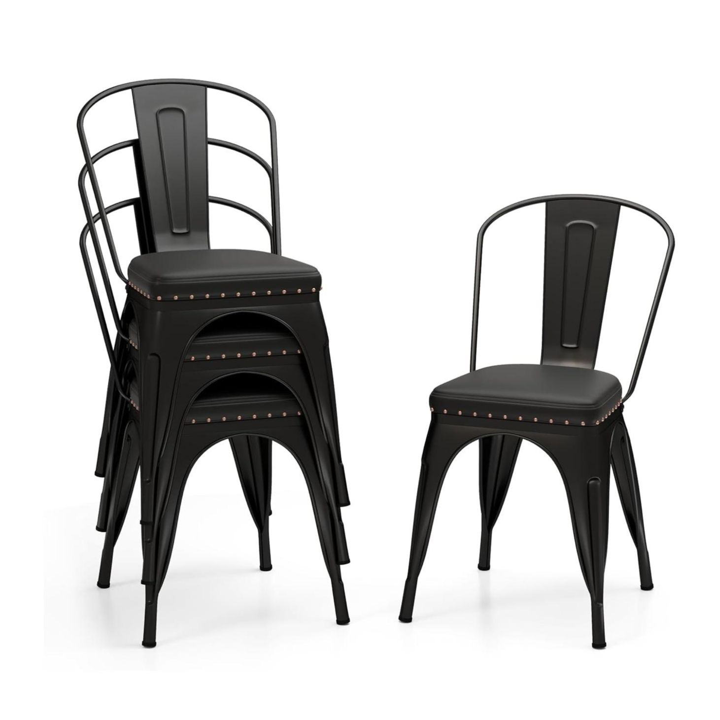 ORION91oficial® - Silla Acero BETA EDITION (VARIOS COLORES) Mate y Asiento Piel Sintética Apilable (84x45,5x52 cm) Estilo Indust