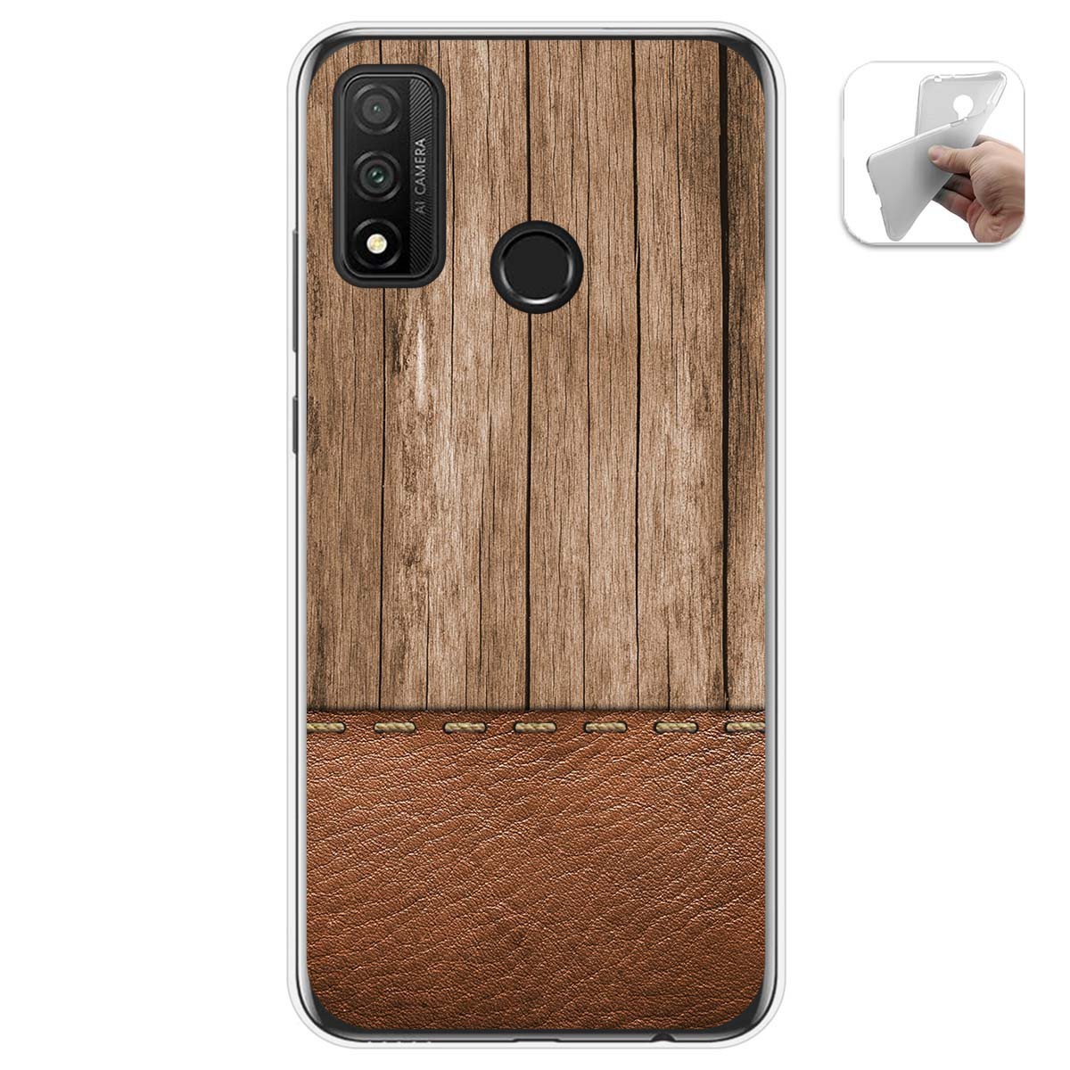Tumundosmartphone Funda Gel Tpu para Huawei P Smart 2020 diseño Madera 09 Dibujos
