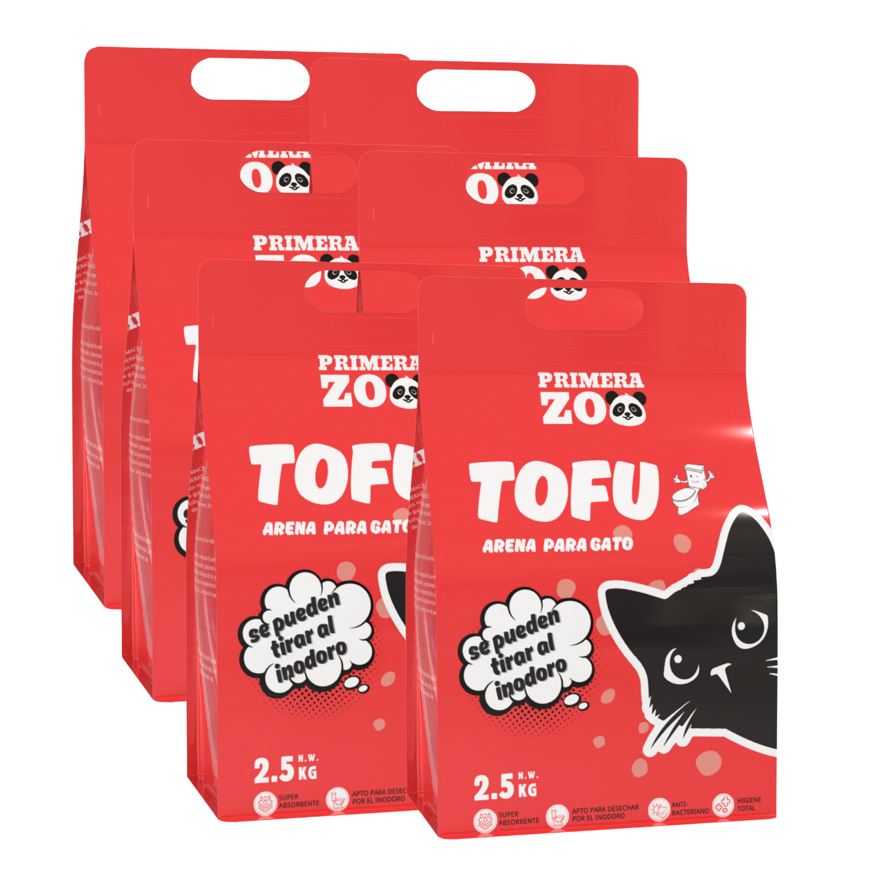 Primerazoo, Arena para Gatos de Tofu Natural, Súper Desodorizante, Baja en Polvo, Aglomerante y Desechable por el Inodoro