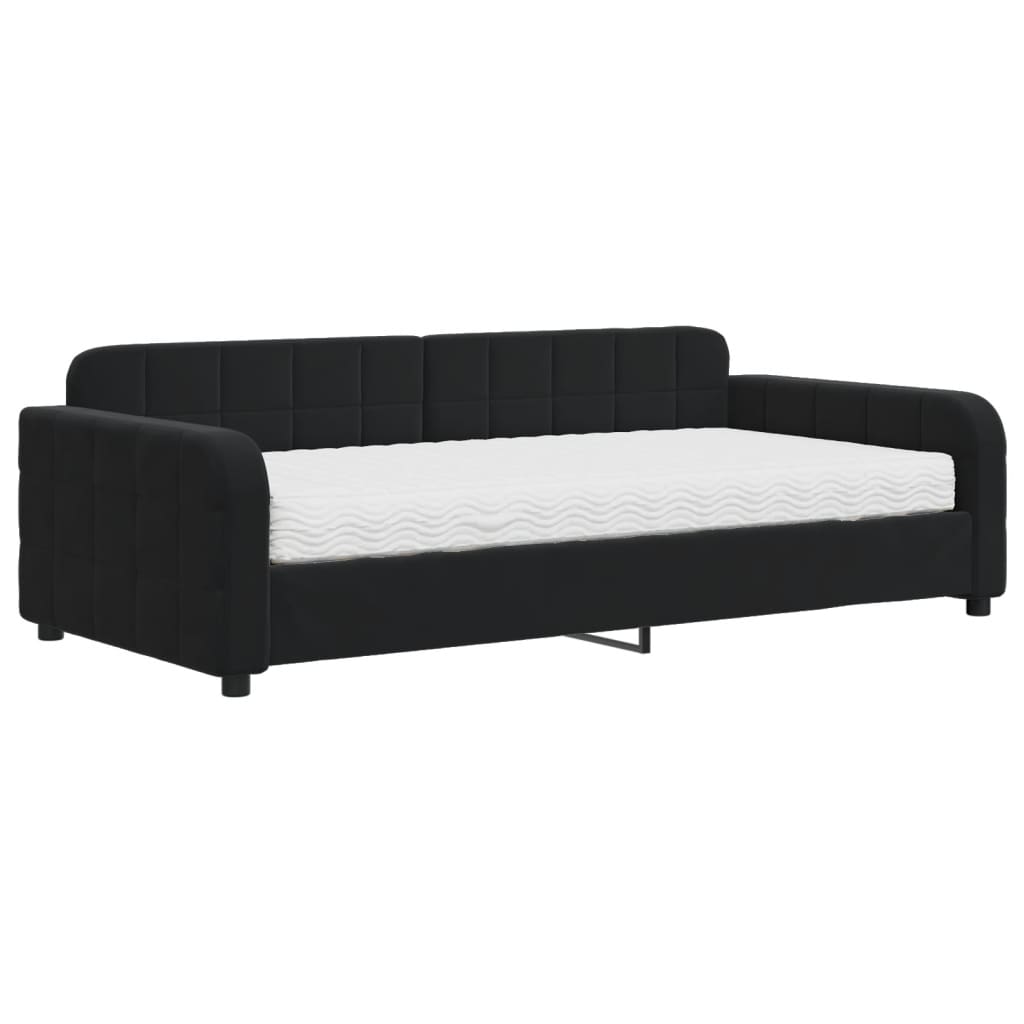 vidaXL Sofá cama con colchón terciopelo negro 100x200 cm
