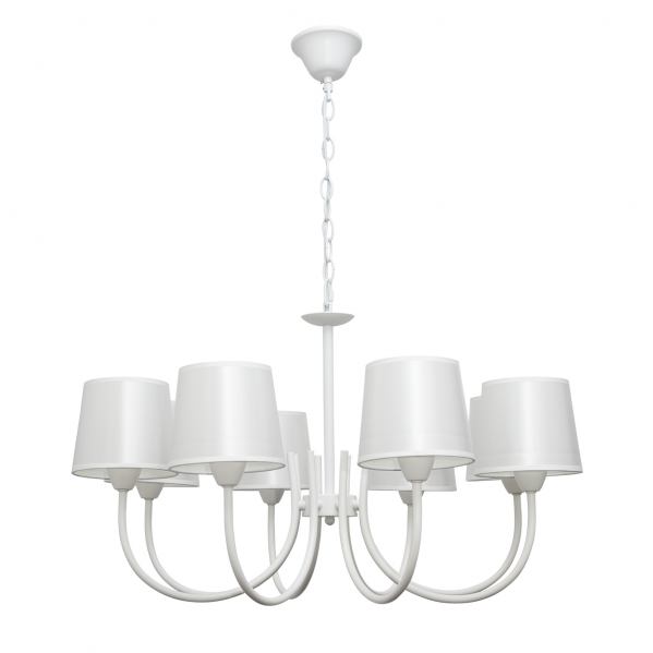 Lampara Guadalajara 8xe14 Blanca Pantalla Blanca de FABRILAMP.