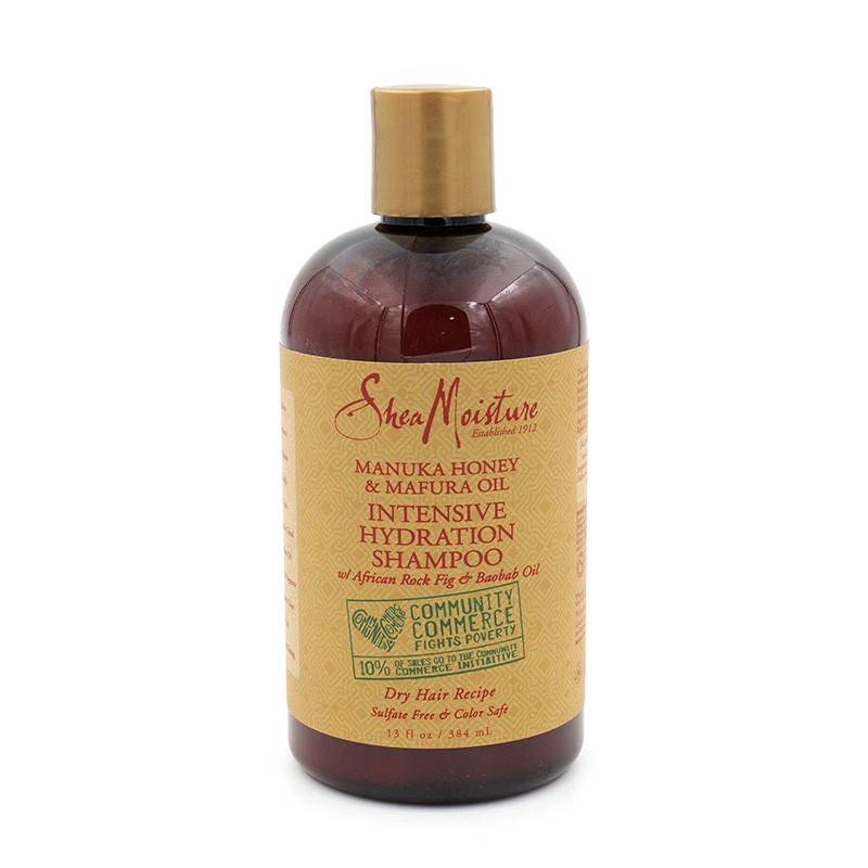 Shea Moisture - Shea moisture manuka honey & mafura oil hidratación intensiva champú 384 ml, este champú libre de sulfato limpia vez que nutre el cabello con la humedad intensa y nutrientes para mejorar el brillo.