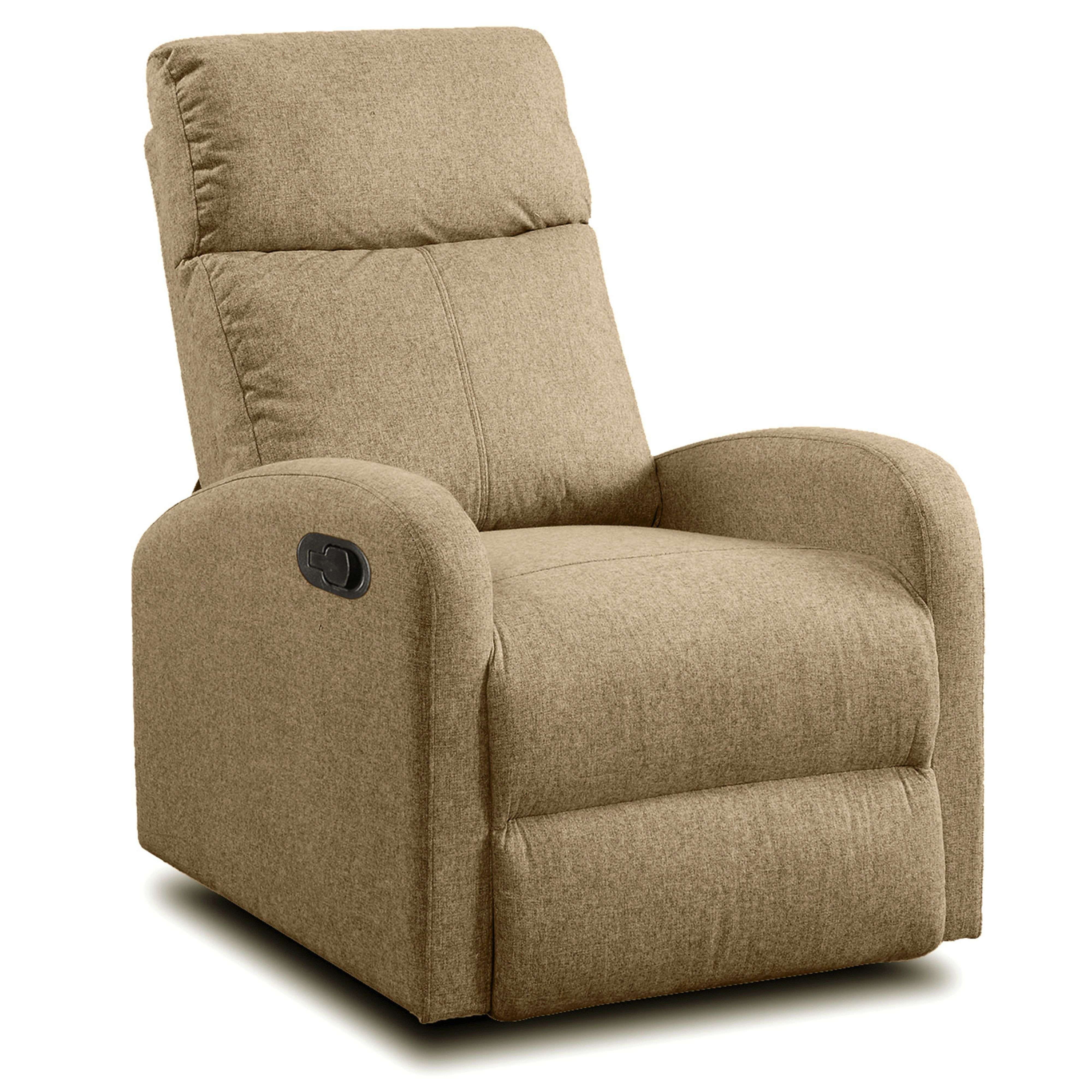 Miroytengo Sillón Reclinable Chill de Sala Estilo Moderno en color Marrón con Mecanismo Automático Tela 55x110x74 cm