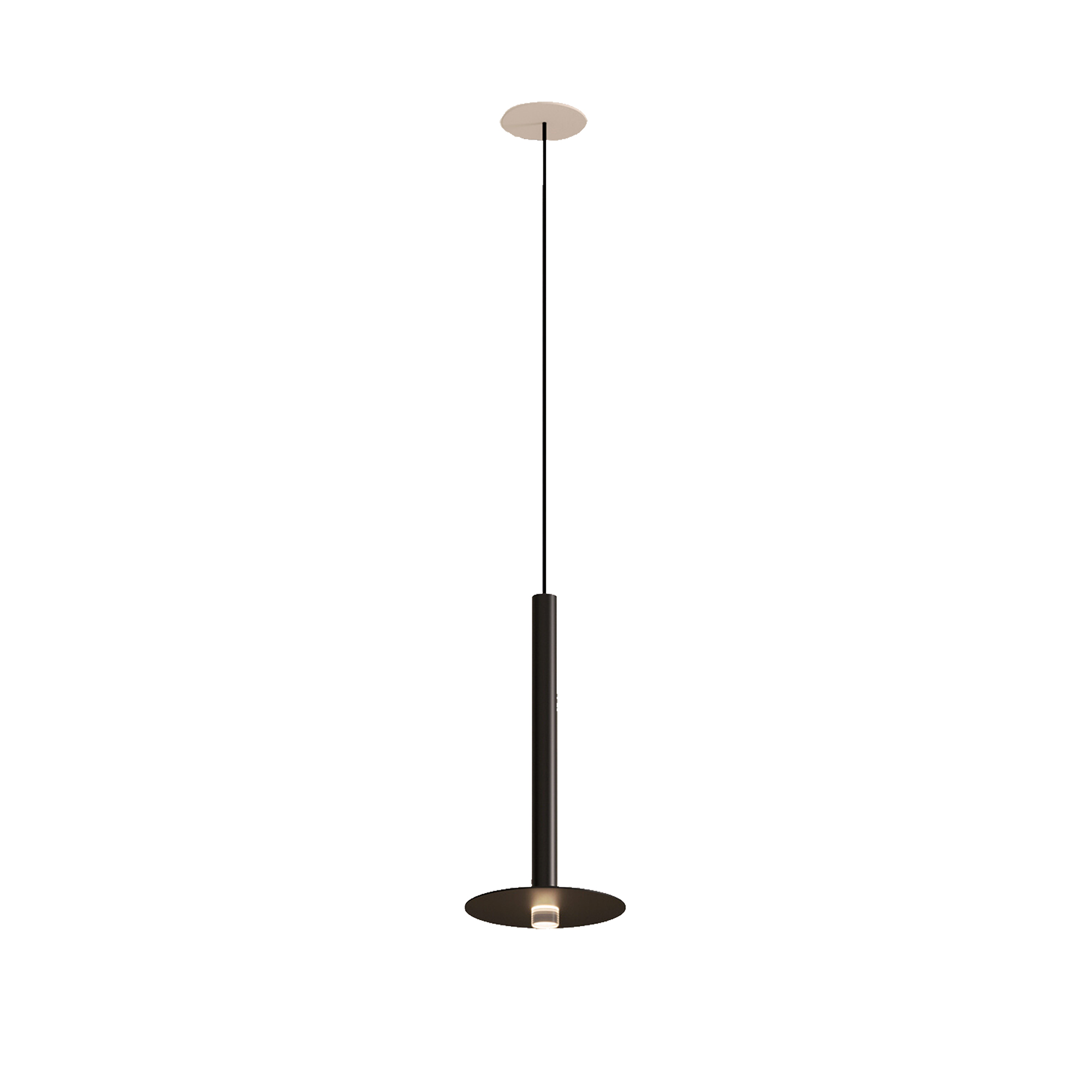 LEDS C4 Lámpara Colgante de Techo de Diseño Minimalista con Luz LED 3.2W 169lm. Lámpara Suspendida Florón Empotrable Negro Mate