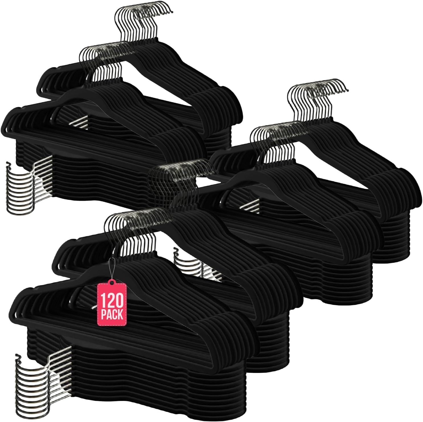 COM-FORT HOUSE | Percha Terciopelo | Color Beige | Antideslizantes y Resistentes | 120 Unidades