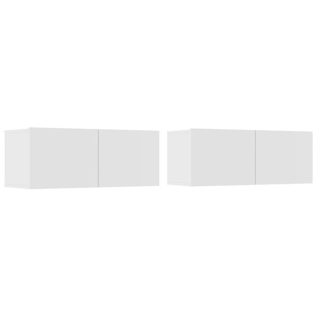 Vidaxl Muebles TV 2 Uds Madera Contrachapada 80x30x30 Cm Blanco con Brillo