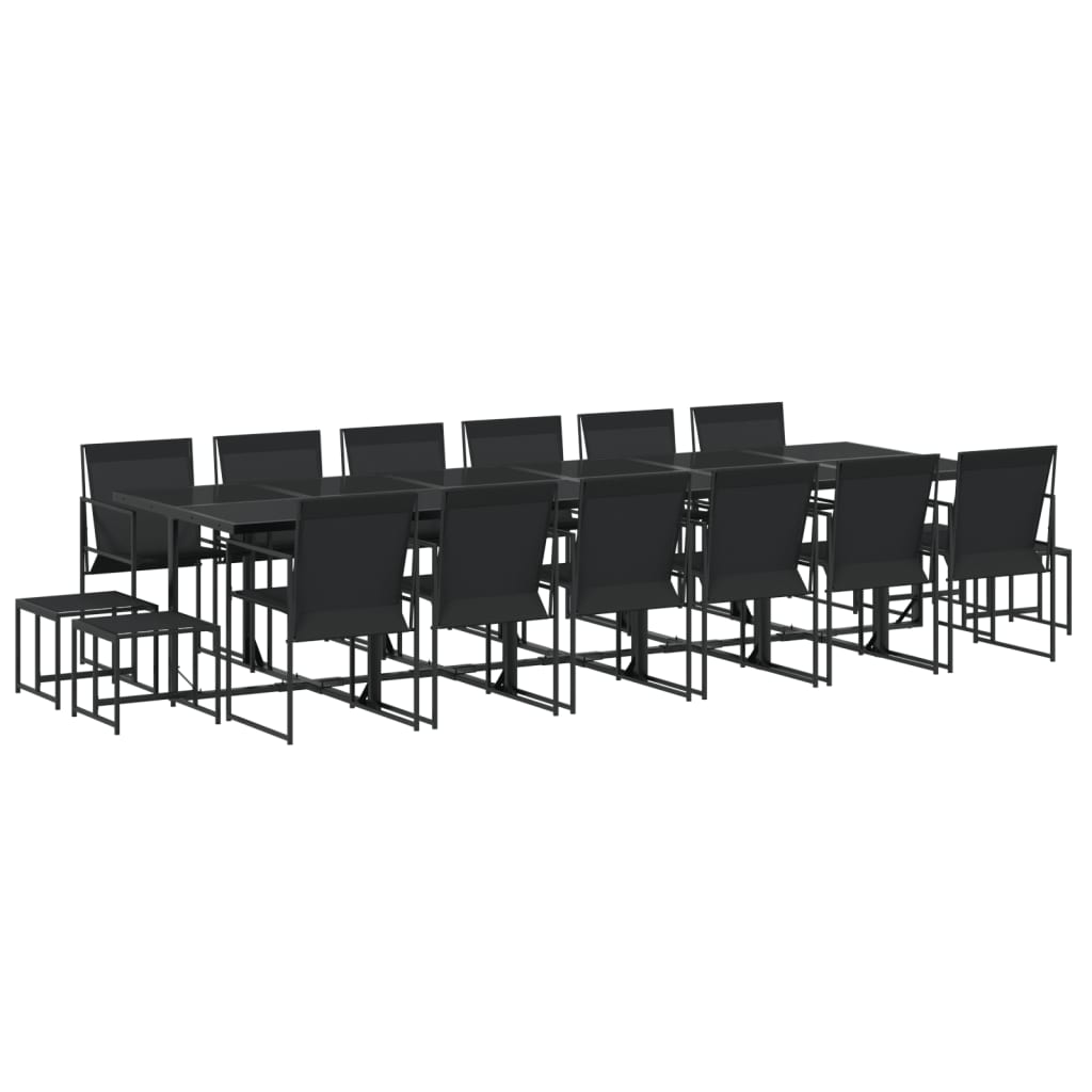 vidaXL Juego de comedor de jardín 17 piezas textileno negro