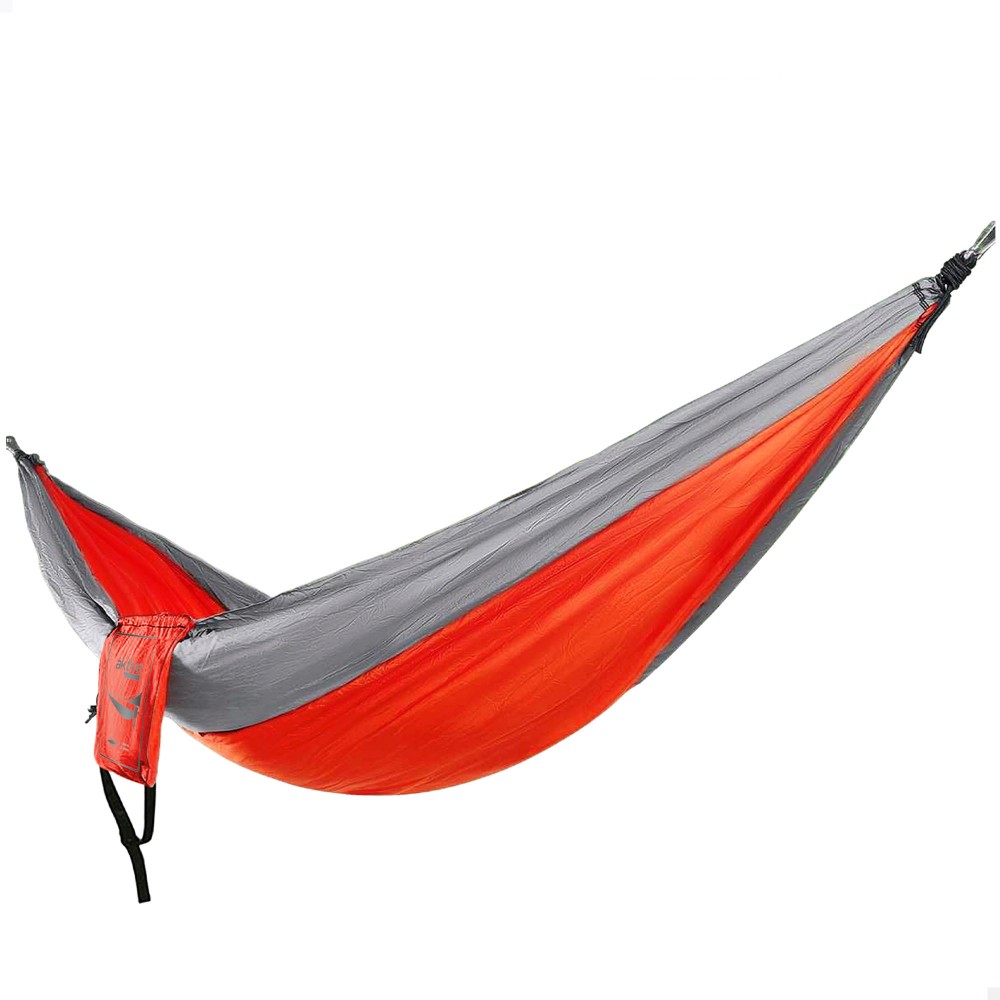 Hamaca colgante camping ultraligera c/accesorios de montaje Aktive, Hamaca Colgante para Camping y Jardín  Hasta 200kl de capacidad de carga  Plegable y portátil Ultraligera, fácil de guardar y transportar  Nylon de secado rápido  Cuerda y Mosquetones