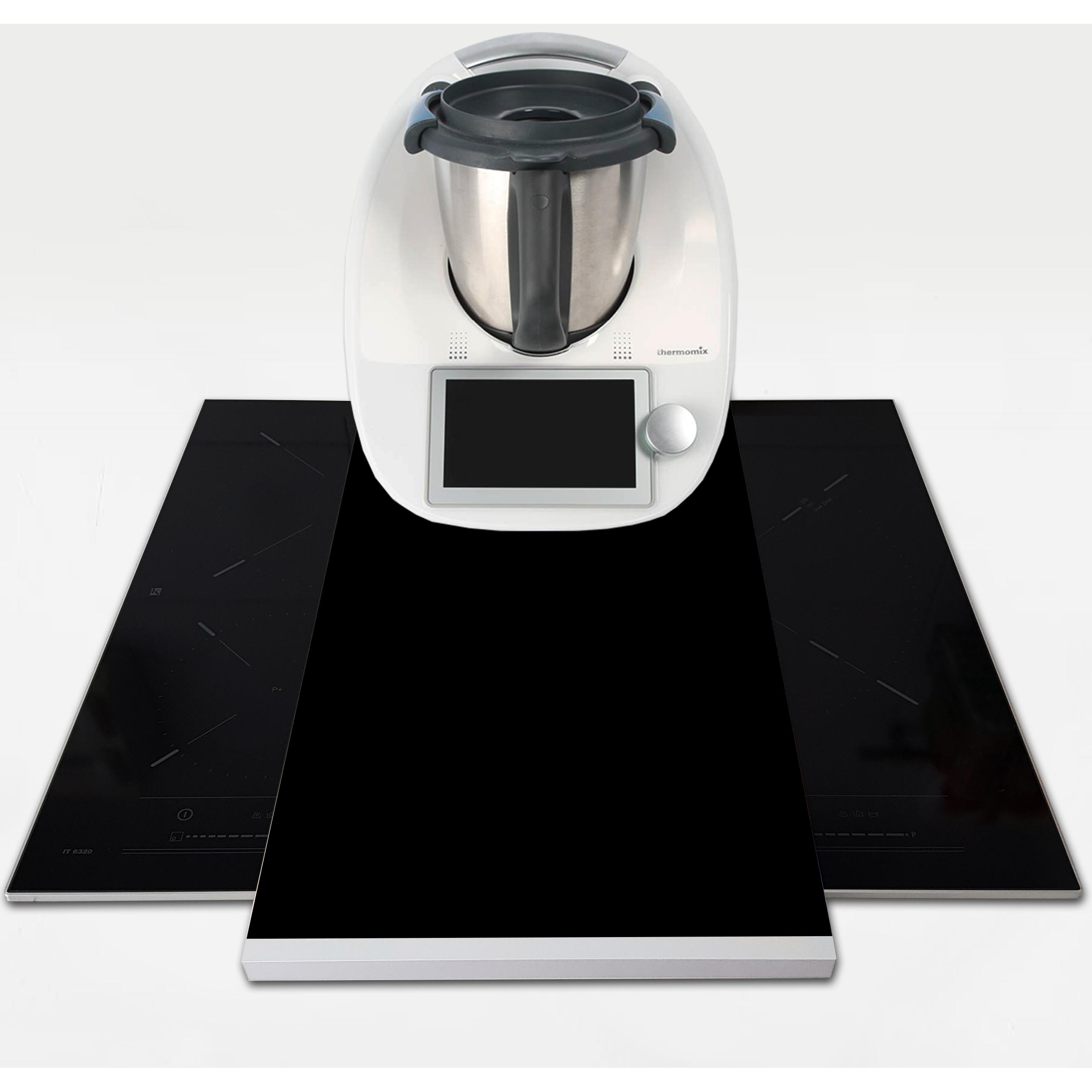 APCym - Tabla deslizante Negra Lisa Negra Vinilada para Robot de Cocina Thermomix, Monsieur Cuisine, Mambo, Aldi, Lidl, Tamaño 60x30cm