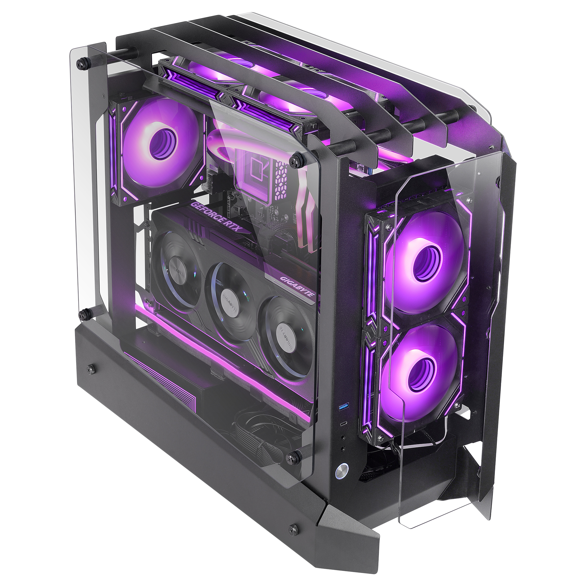 Caja Gaming ATX con Cristal Templado y Diseño Abierto – Semitorre con Soporte RL 240mm, USB-C y Gestión de Cableado – Mars Gaming MC-EDGE