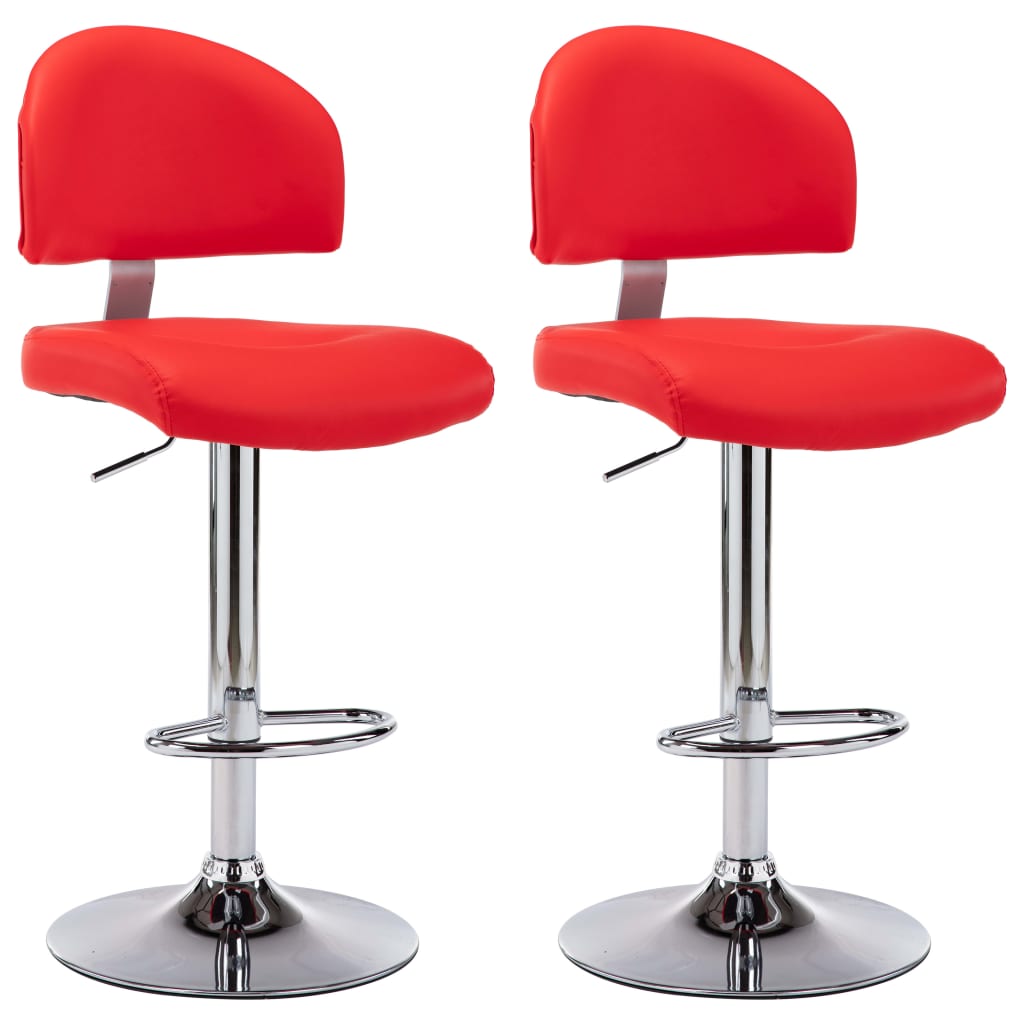 vidaXL Taburetes de cocina 2 unidades cuero sintético rojo