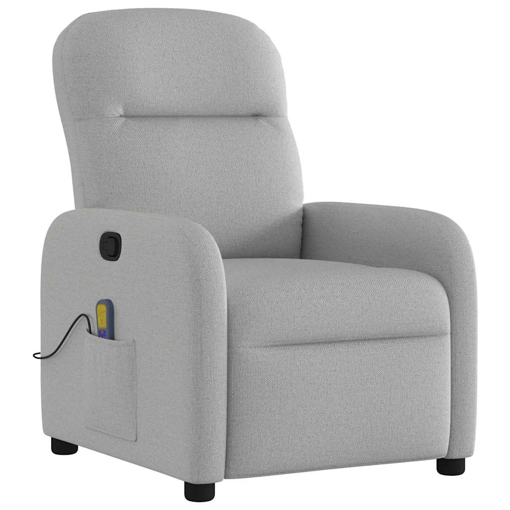 vidaXL Sillón de masaje reclinable de tela gris nube