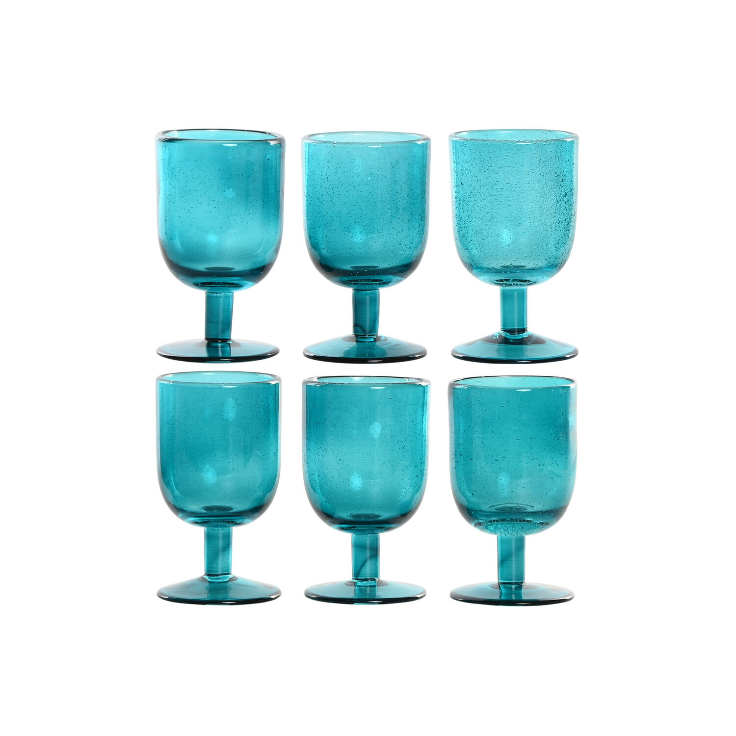 Copa set 6 cristal 8x8x14 300ml burbujas turquesa El mejor complemento para tu hogar.