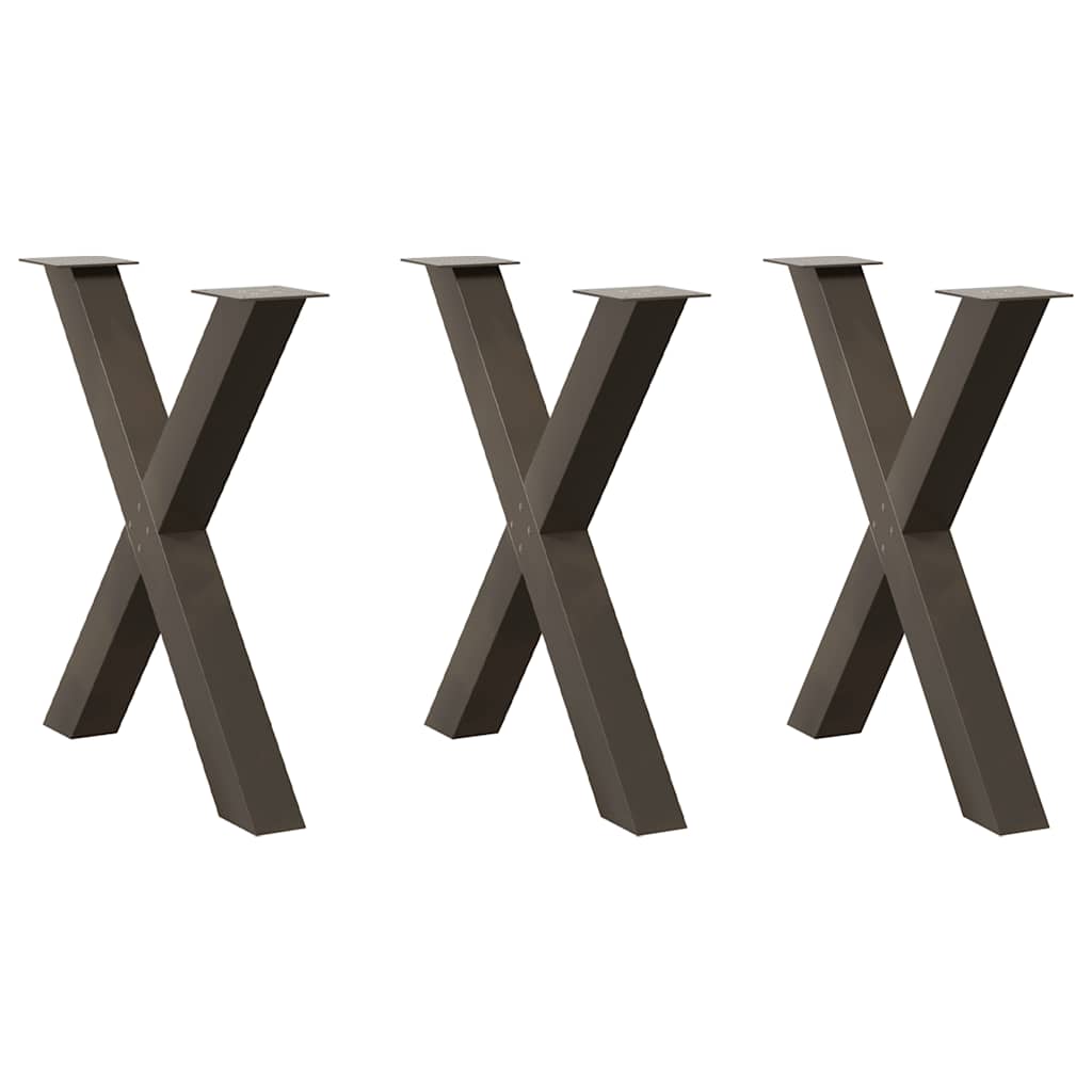 vidaXL Patas para mesa de comedor en forma de X (3 unidades) 70 x (72-73) cm, acero