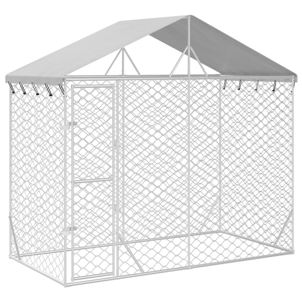 vidaXL Perrera de exterior con techo acero galvanizado plata Dimensiones 3 x 1.5 x 2.5 m, 3 x 3 x 2.5 m, 3 x 4.5 x 2.5 m