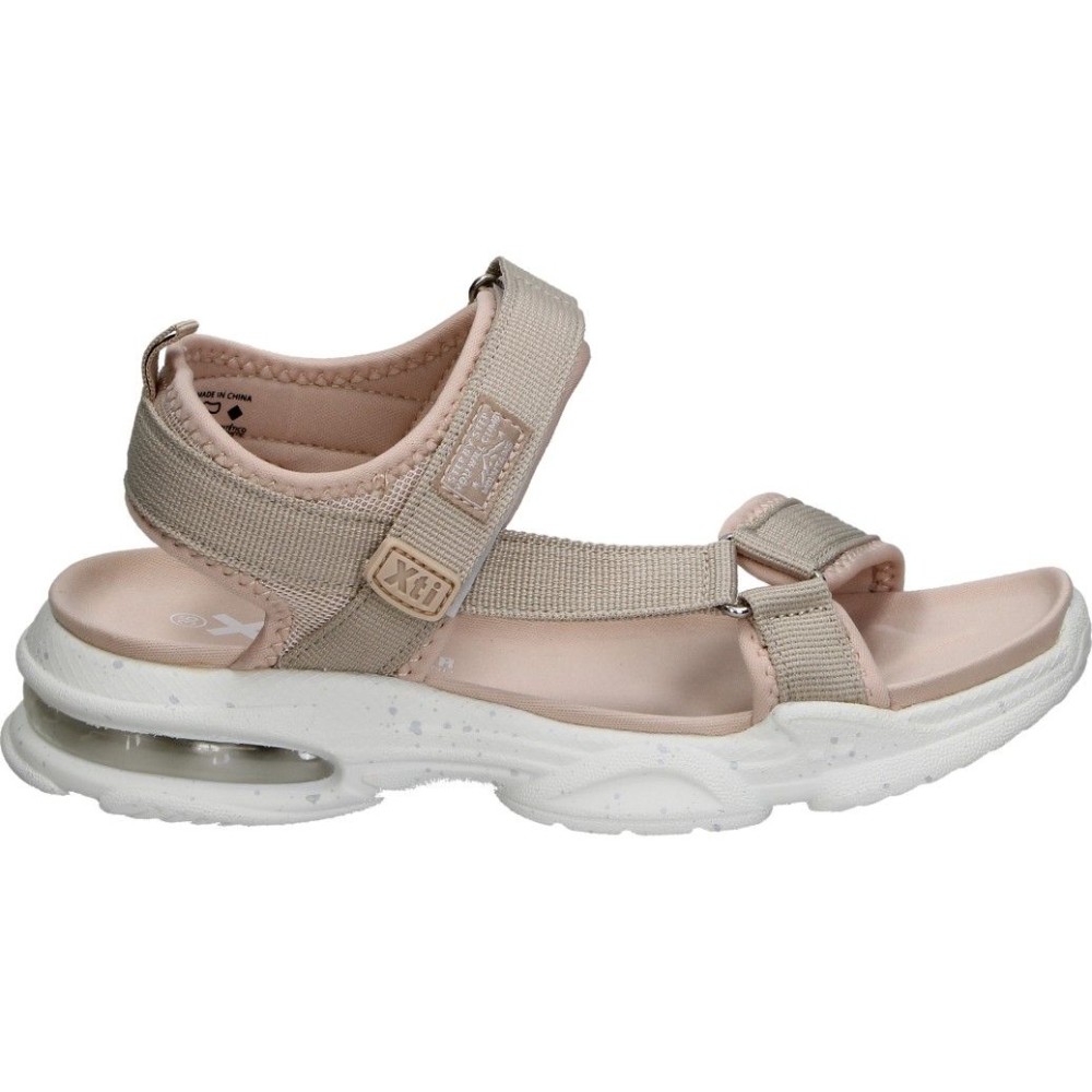 XTI KIDS | Sandalias Planas XTI KIDS para Niña – Sandalia Deportiva en Color Beige – Sandalia de Verano con Velcro – Máximo Ajuste – Cómodas y Versátiles – Estilo Casual – Modelo 153109