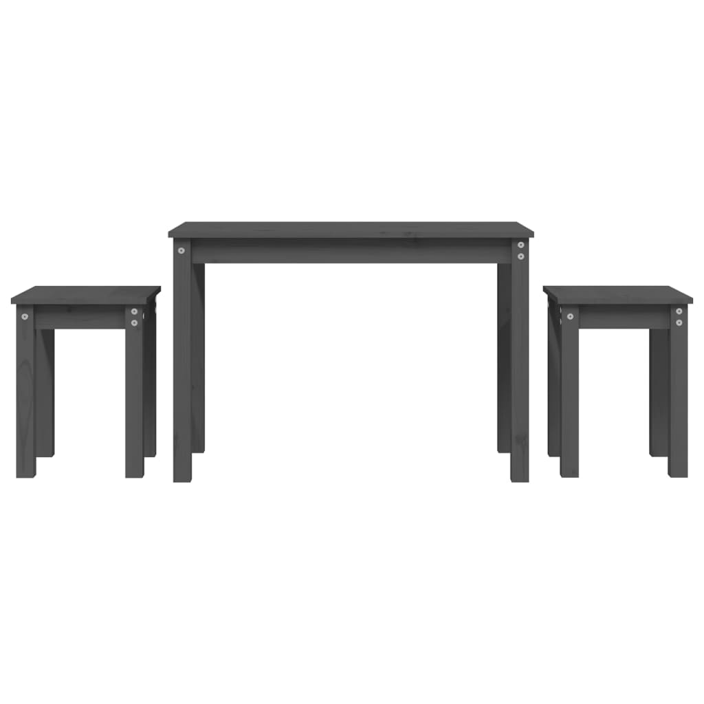 Mesas Apilables Vidaxl Madera Maciza de Pino Natural Blanco Gris