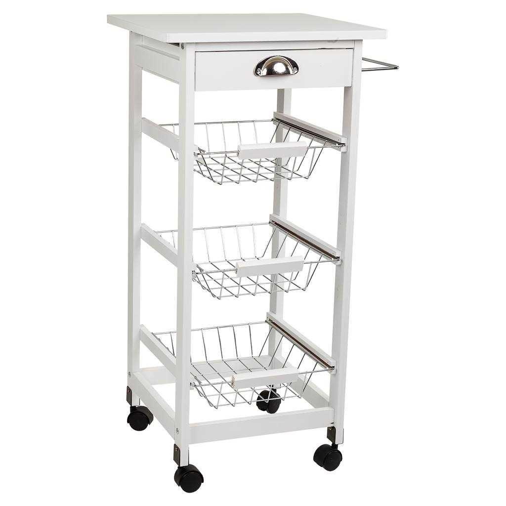Wonderlust Deco - Carro de cocina de madera blanco 40x37x82 Blanco 40x37x82h cm