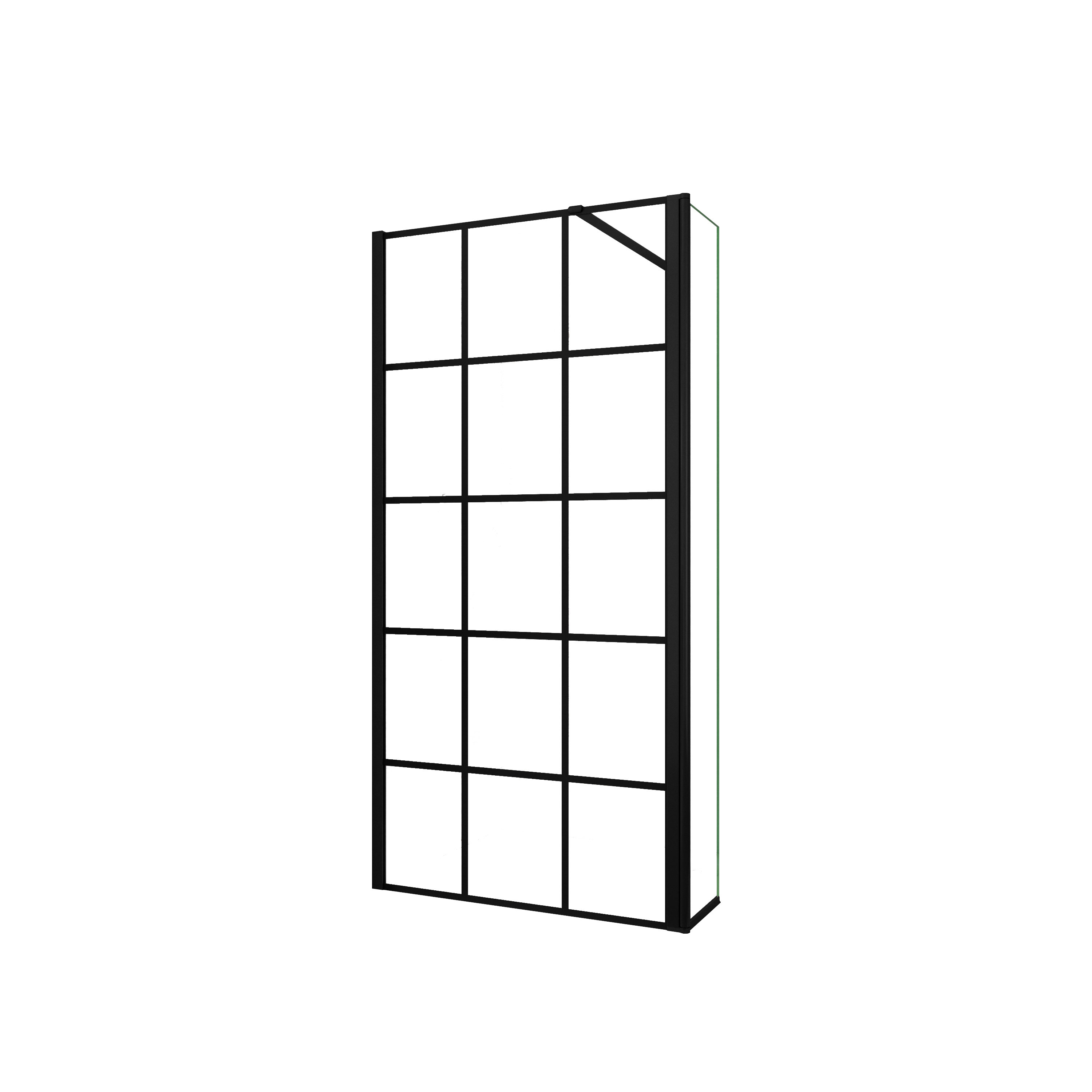 AICA Walkin Mampara Panel de ducha Serigrafiado de celosía cuadrada 2 hojas Vidrio 8mm Antical con Barra1 Negra mate 90cm Tamaño[(83.9-85.9)+30]x200cm