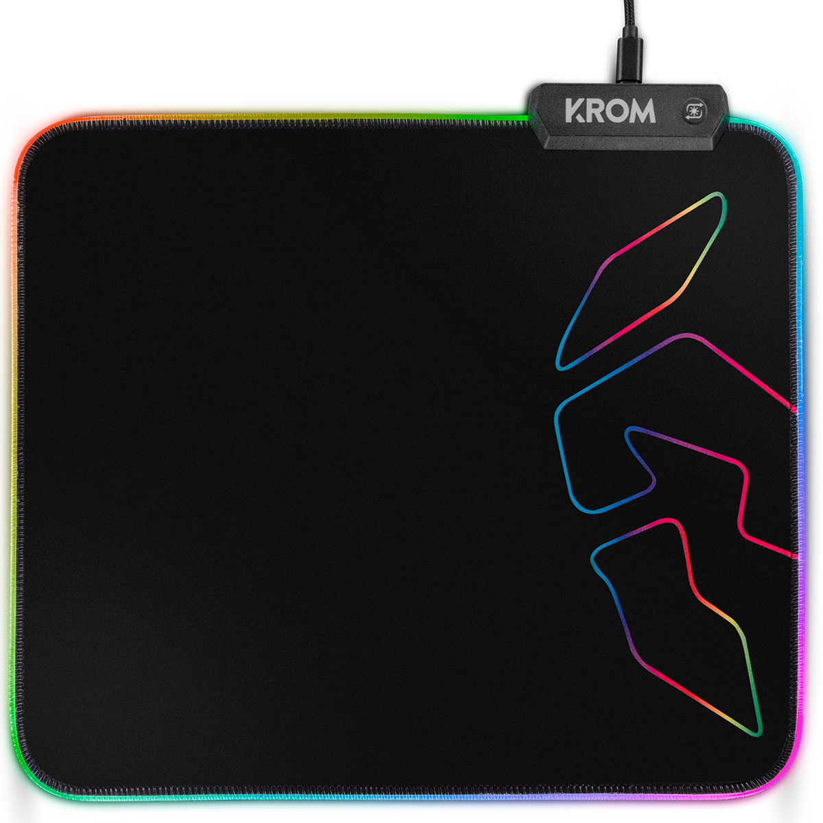 KROM KNOUT RGB- Alfombrilla Gaming, Base de goma Antideslizante, Marco cosido con tira LED RGB, tamaño 320x270x3 mm, Negro