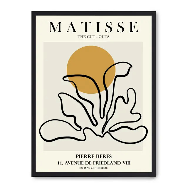 Cuadro matisse art print v 30x40cm, Póster impreso en papel de primera calidad de 180gr, montado sobre marco de madera MDF acabado en negro., Arte - Pintores famosos - Matisse