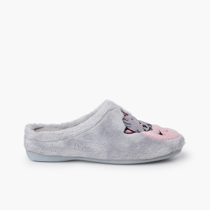 Pisamonas Zapatillas casa tipo zueco gato y luna