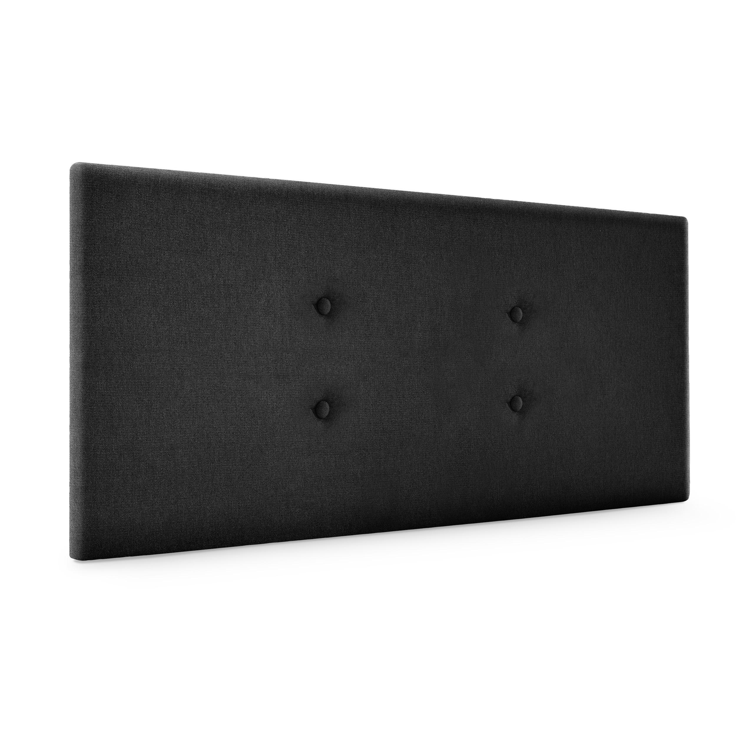 DHOME Cabecero de Polipiel o Tela Acualine con 2 Hileras de Botones Colores Cabezal Tapizado Cama Lujo (Negro Tela)