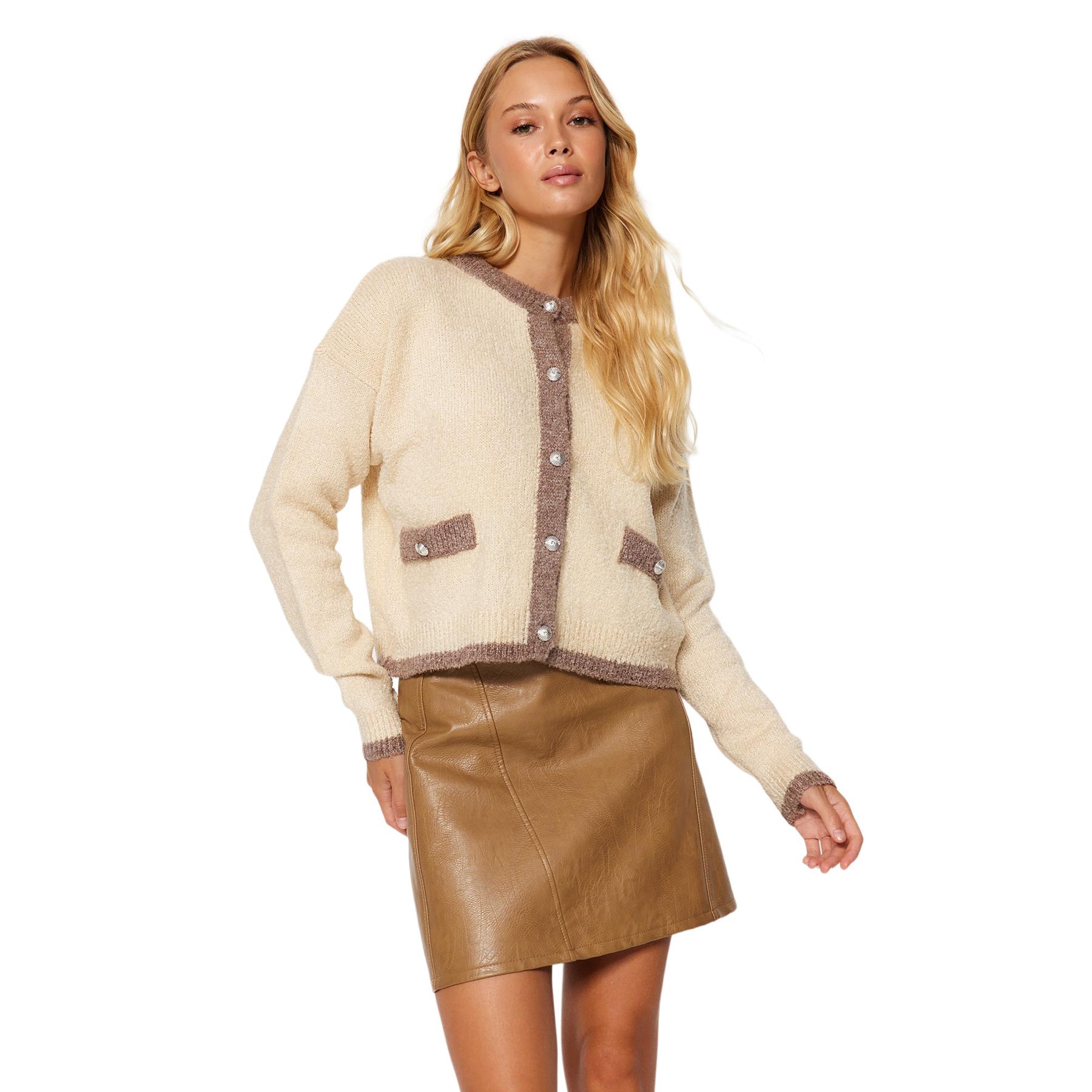 Trendyol Mujer Piedra Cárdigan De - Moda Y Estilo Mediano