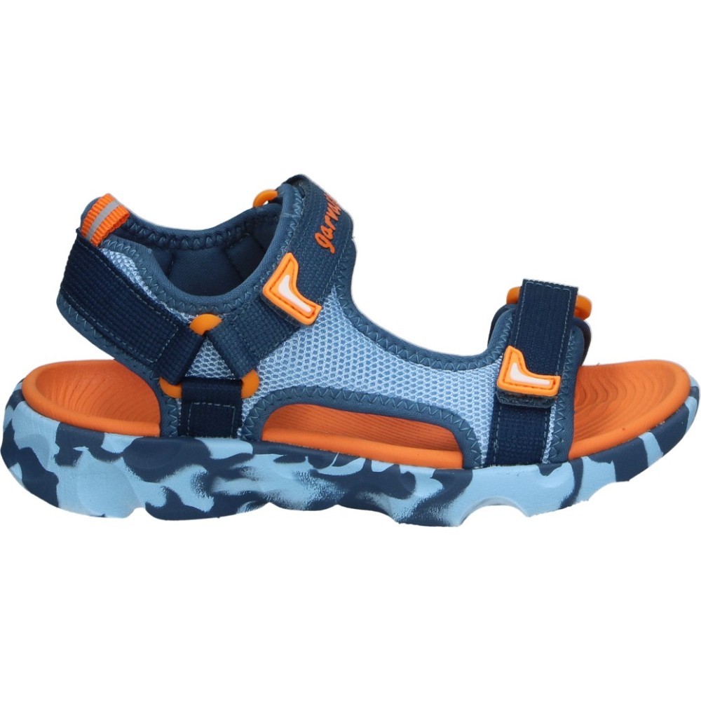 GARVALIN | Sandalias Garvalín para Niño – Sandalia Deportiva en Color Azul con Detalles en Morado y Naranja – Sandalia de Verano con Cierre de Velcro – Estilosa – Cómodas y Versátiles – Modelo 262770-B008