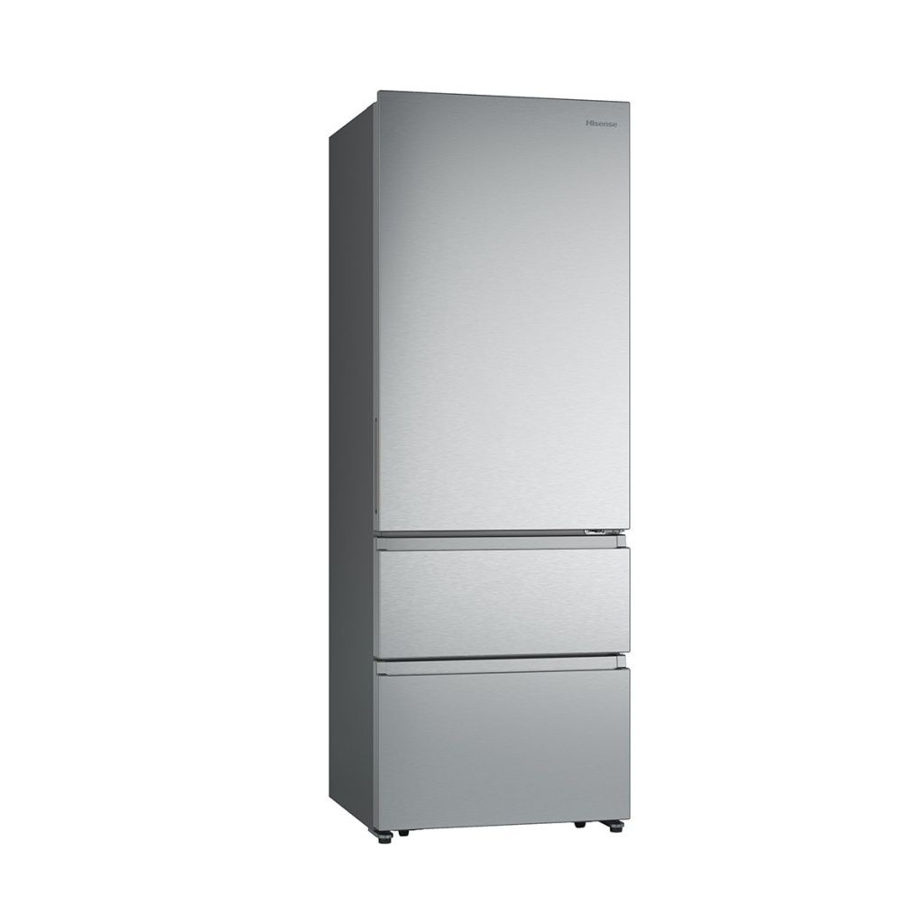 Hisense - Frigorífico combi no frost RT641N4AIE de 200 cm alto y 70 cm ancho, 493 L (344 L frigorífico + 149 L congelador), clase energética E, tecnología Total No Frost, Metal-Tech Cooling y Multi Airflow, para cocina familiar