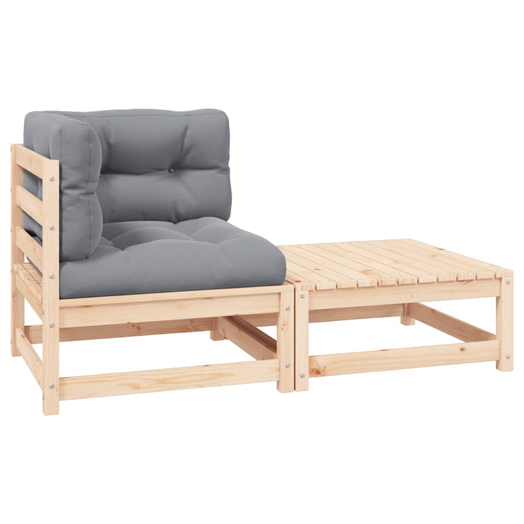 vidaXL Set de muebles de jardín 2 piezas con cojines madera de pino