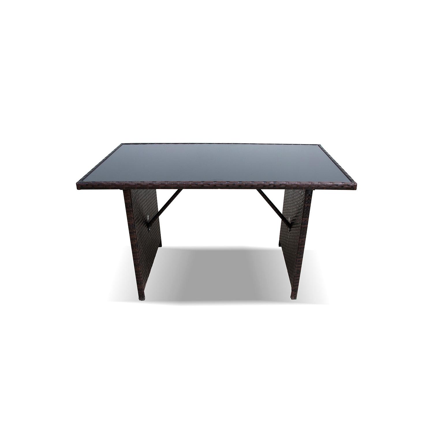 Mesa de Jardin Ratan PE y Cristal Templado. Muebles de Jardin y Terraza     Saldos y Stocks
