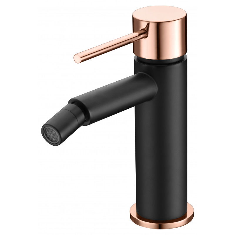 Imex Milos BDYS045-2NOR grifo monomando de bidé de latón con acabado negro y oro rosa