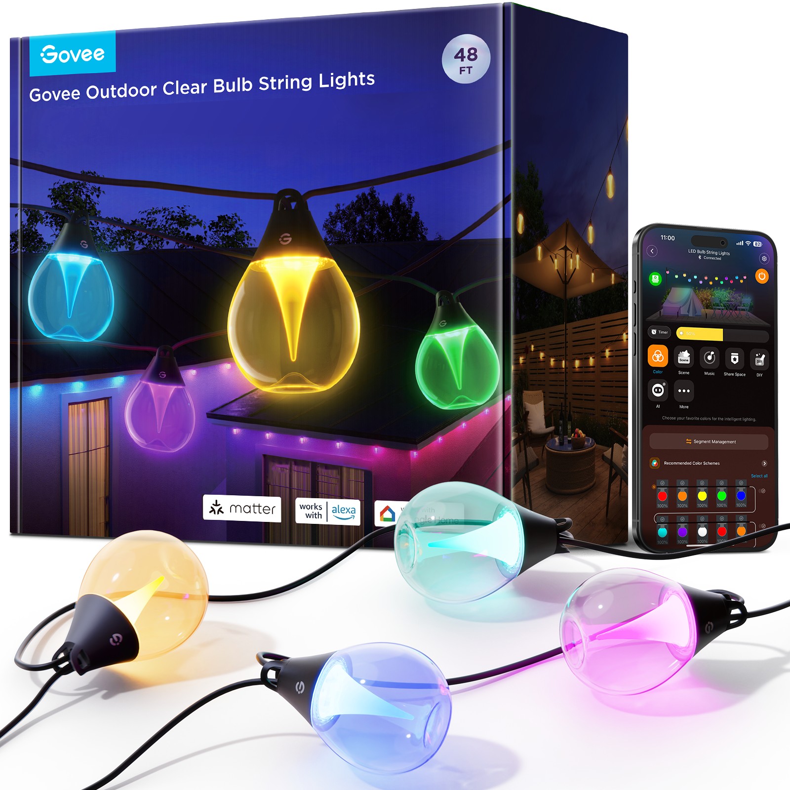 Govee h7025 rgbicw outdoor string lights