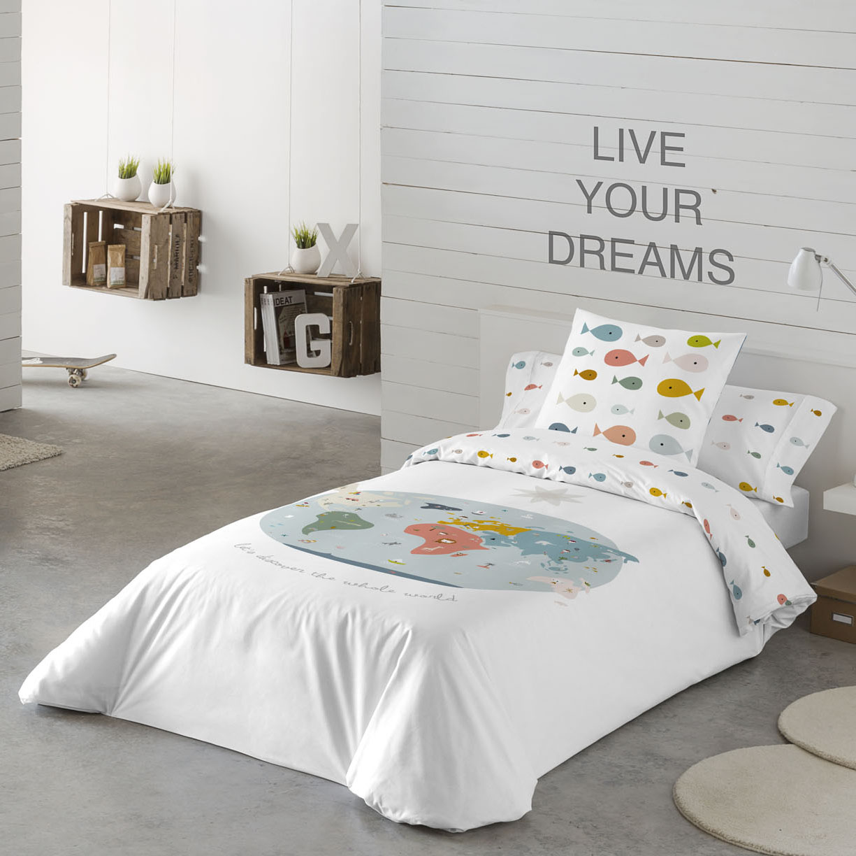 HACIENDO EL INDIO - Funda Nórdica Infantil Estampada 100% Algodón Extrasuave - Juego de 2 Piezas Funda de Edredón y 1 Funda de Almohada - Cama 90/105 cm - Sin Relleno - Fabricada en España