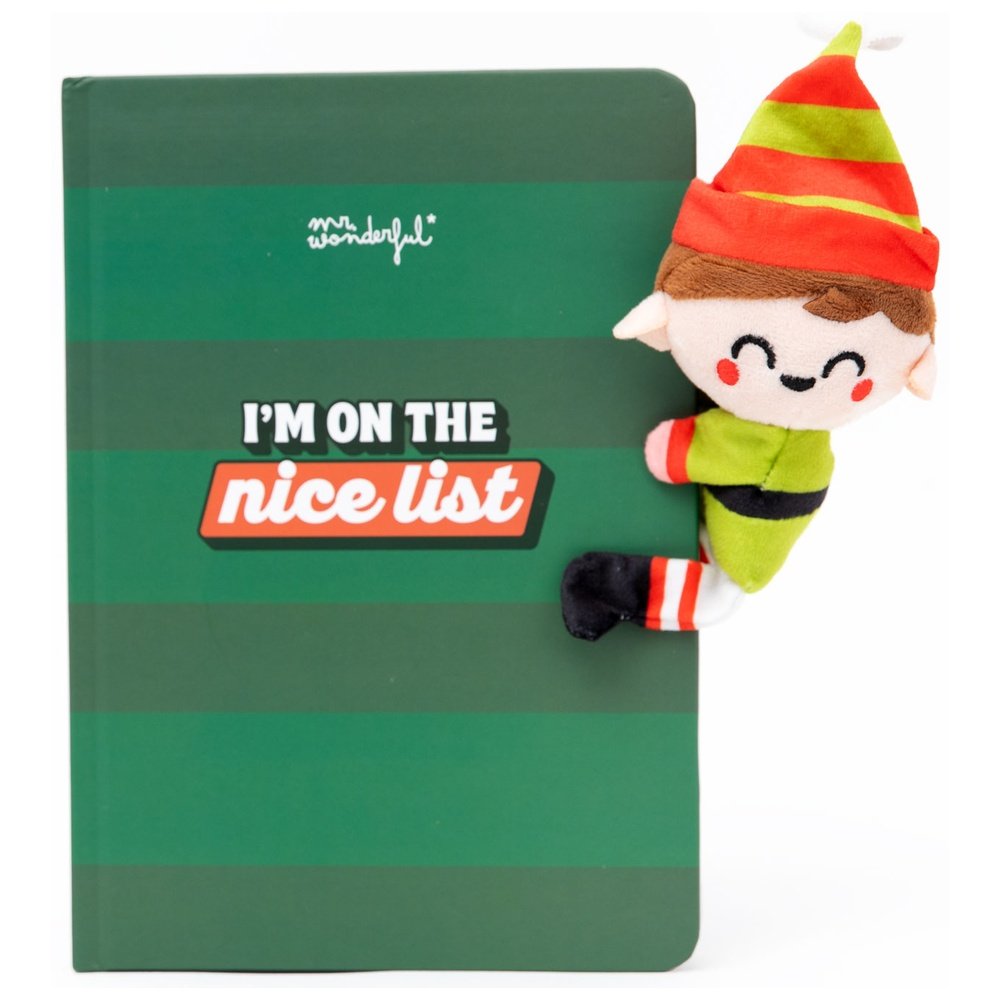 MR LIBRETA A5 CON PELUCHE ELFO I?M ON THE NICE LIST NAVIDAD 20x3x21 Cms.