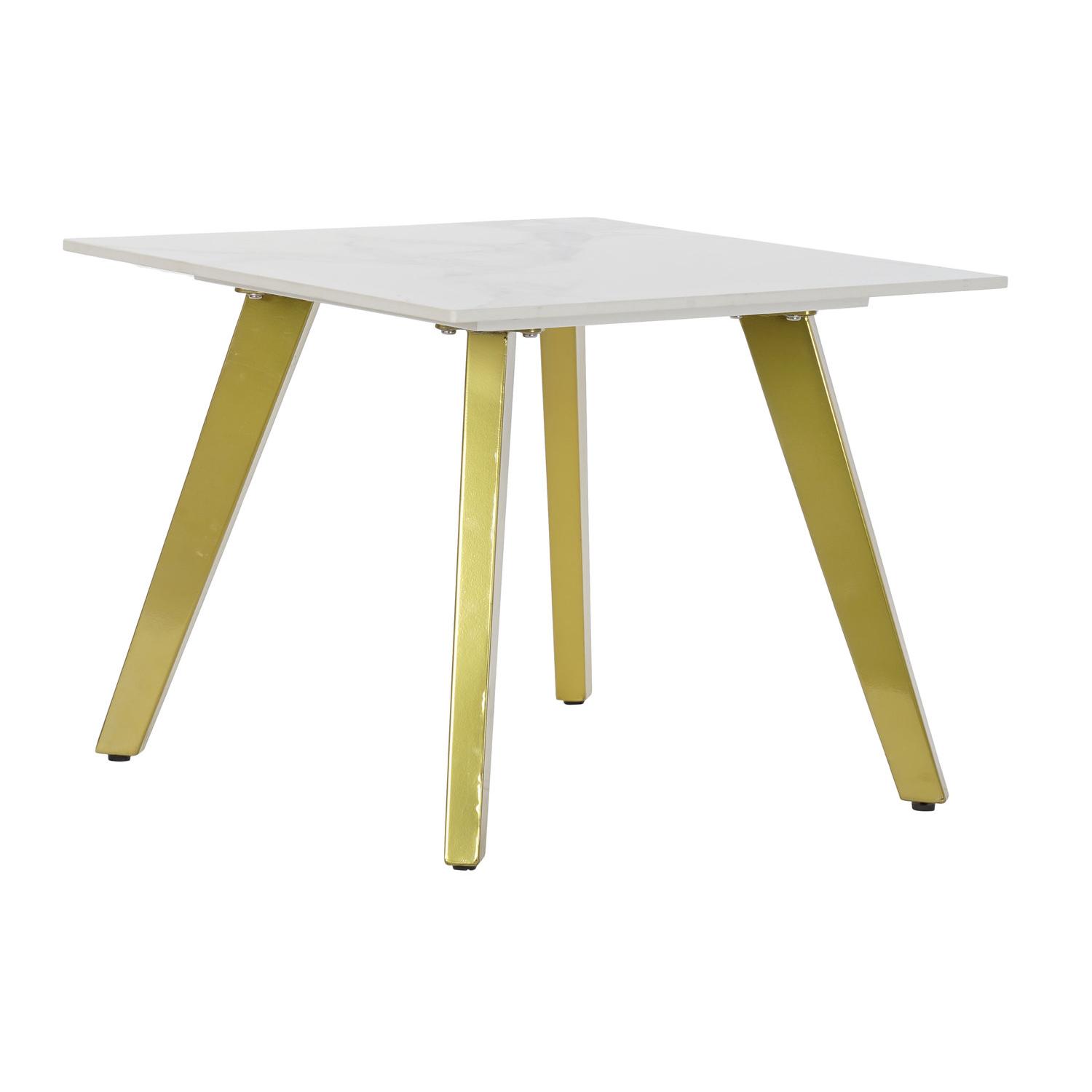 Mesita Auxiliar Ceramica Metal 60X60X48 Dorado - Fijalo - El mejor complemento para tu hogar.