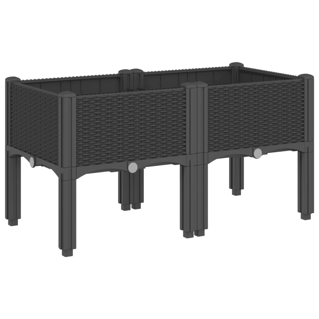 vidaXL Jardinera con patas PP 80x40x42 cm Color Gris,  Gris claro,  Negro y mas