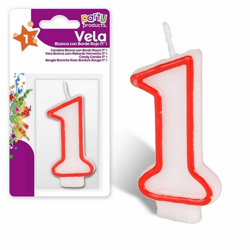 CABLEPELADO - Vela cumpleaños - celebracion - sin toxicos - sin Humo - Numero de Tarta - fácil colocación - Número 1 - Rojo y Blanco