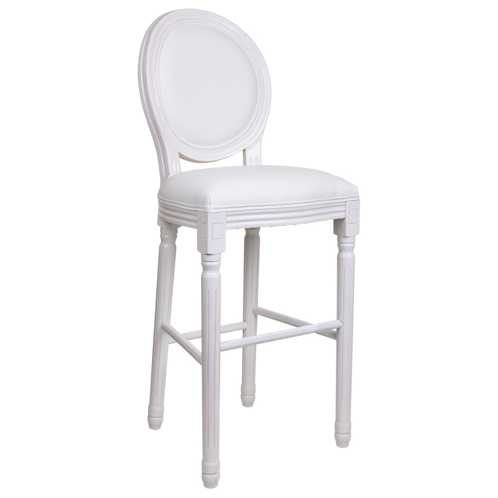 WANDERLUST DECO Taburete de madera blanco 52x46x116h cm