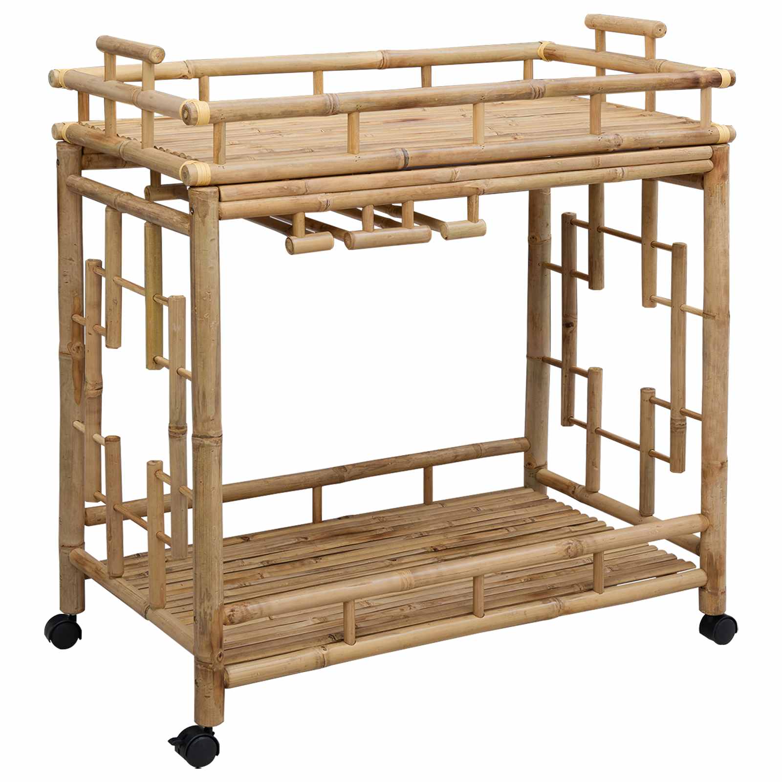 vidaXL Carro de Vino con Ruedas Natural 85 x 50 x 93 cm Bambú