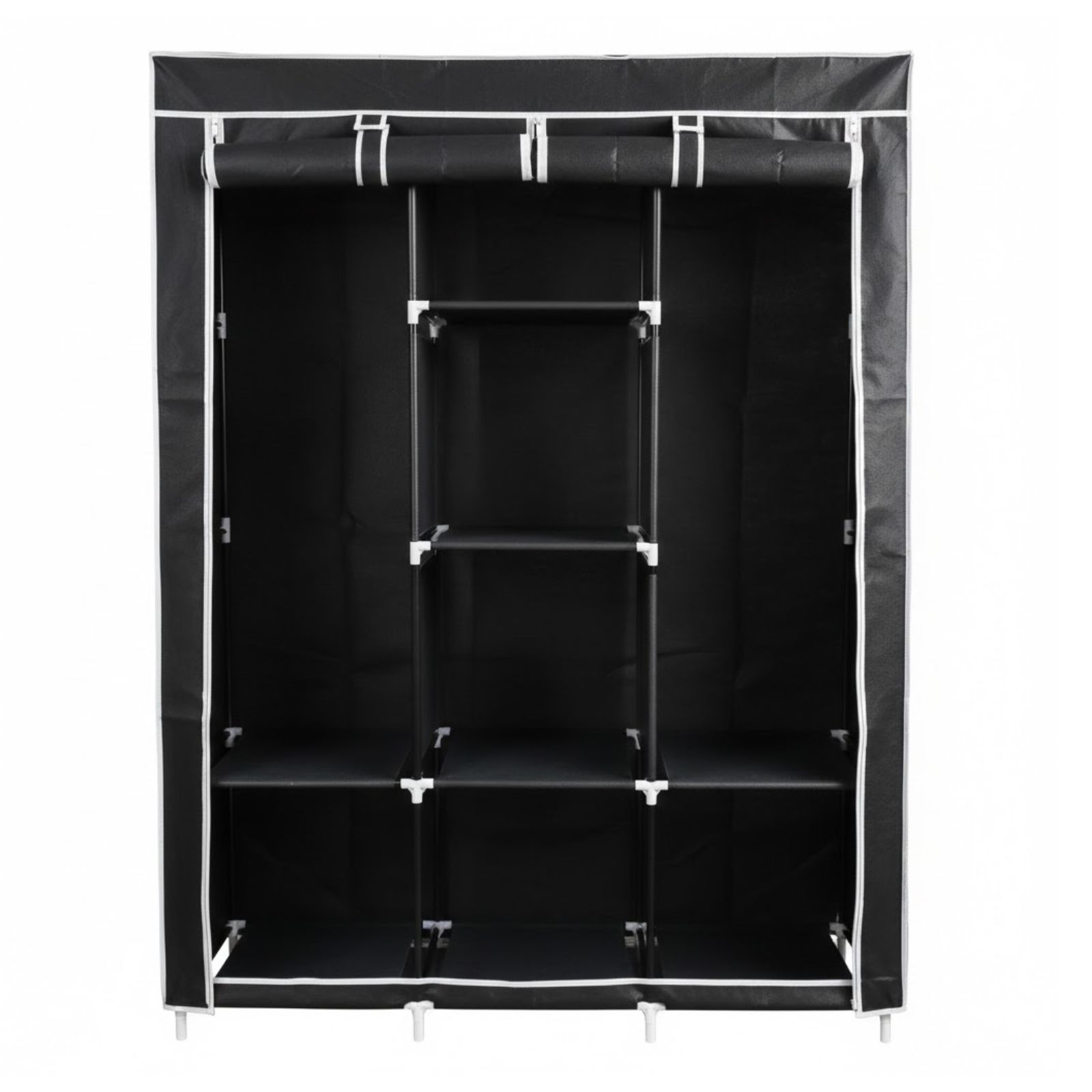 DASCK Armario Ropero de Tela Desmontable | 128 × 45 × 170 cm | Barra Colgadora + Baldas | Dormitorio y Vestidor